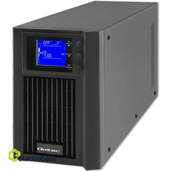 Qoltec 53981 UPS | On-line | Pure Sine Wave | 2kVA | 1.6kW | LCD | USB фото 1