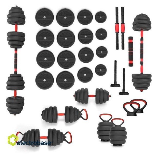 6IN1 WEIGHT SET HMS SGN140 (BARBELL, DUMBBELL AND KETTLEBELL) 40KG фото 1