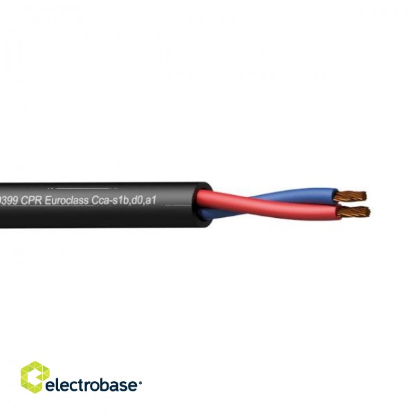 PROCAB CLS225-CCA/1 – Loudspeaker cable - 2 x 2.5 mm2 - 13 AWG -  EN50399 CPR Euroclass Cca-s1b,d0,a1 100 m wooden reel - Black version