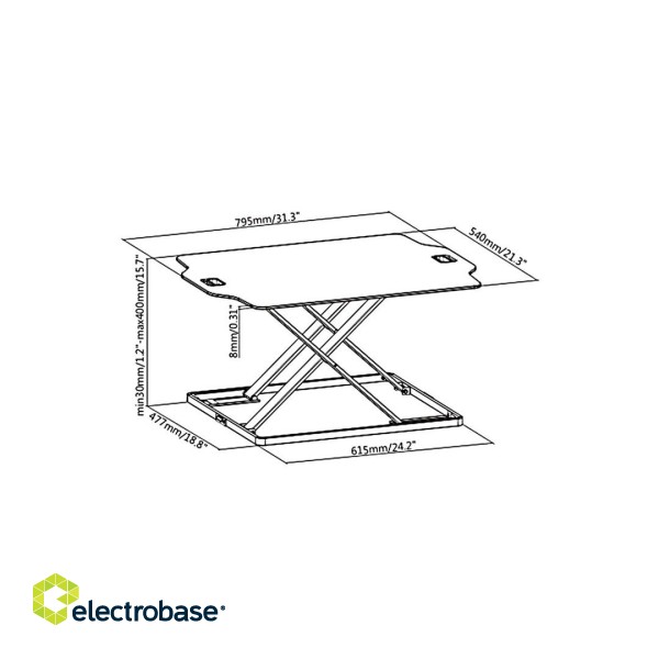 Ergo Office ER-419 Monitor Laptop Stand Desk Height Adjustable Standing Sitting Work Ultra Thin 10kg paveikslėlis 6