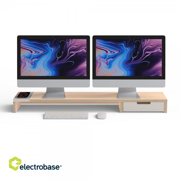 POUT EYES9 - All-in-one wireless charging & hub station for dual monitors, Deep White фото 2