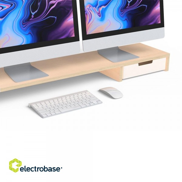 POUT EYES9 - All-in-one wireless charging & hub station for dual monitors, Deep White image 3
