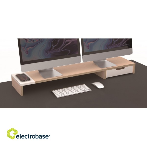 POUT EYES9 - All-in-one wireless charging & hub station for dual monitors, Deep White image 5