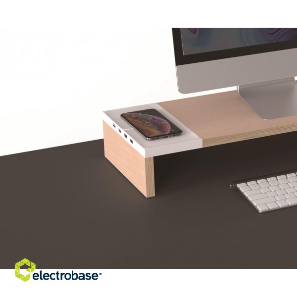 POUT EYES9 - All-in-one wireless charging & hub station for dual monitors, Deep White image 6