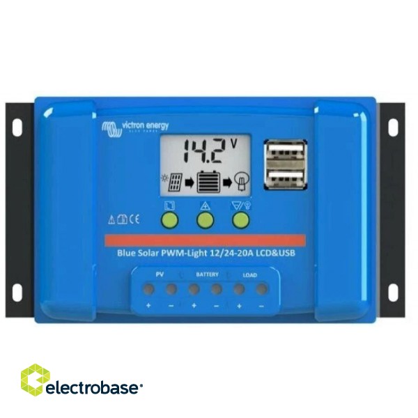 Victron Energy PWM LCD&USB 12/24V-20A charge controller image 1