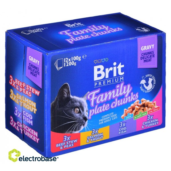 BRIT Cat Pouches Family Plate - wet cat food - 12 x 100g image 1
