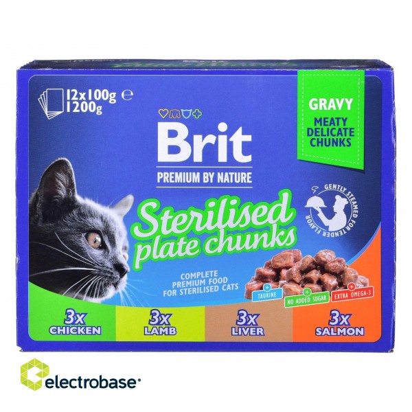 BRIT Premium Cat Sterilised Plate - wet cat food - 12x100g image 2