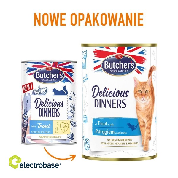 BUTCHER'S Delicious Dinners Pieces with trout in jelly - wet cat food - 400g фото 2