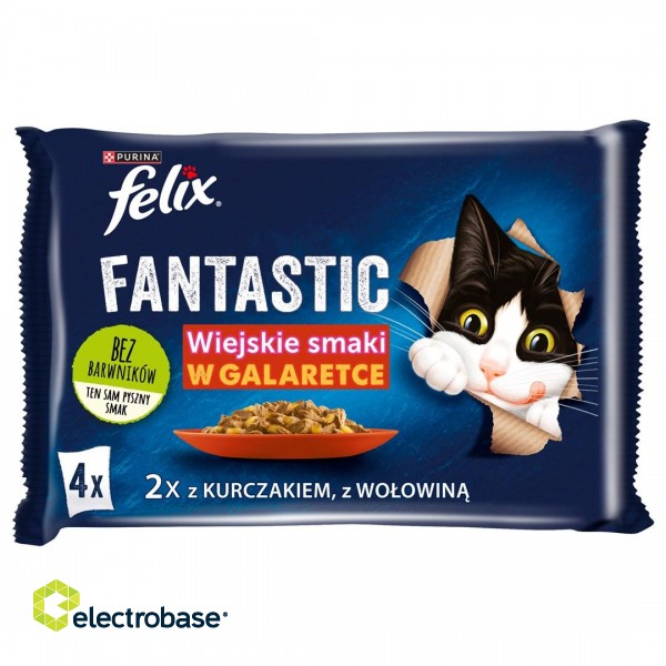 Felix Fantastic in jelly Beef with Chicken 340 g (4 x 85 g) paveikslėlis 1