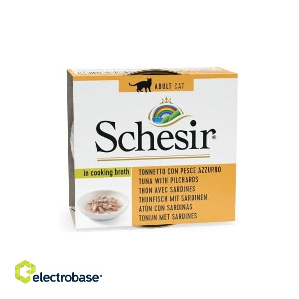 SCHESIR in cooking broth Tuna with sardines - wet cat food - 70 g фото 1