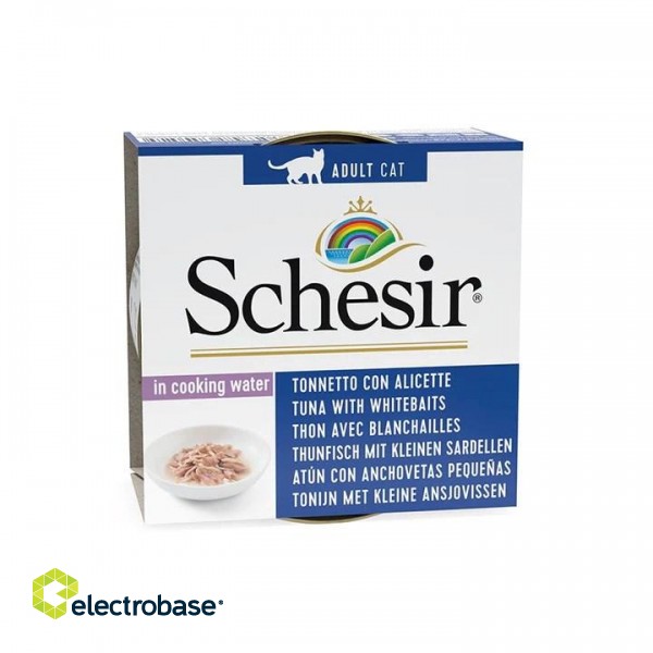 SCHESIR in cooking water Tuna with whitebait - wet cat food - 85 g image 1