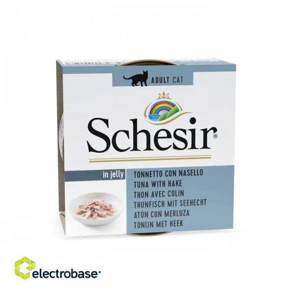 SCHESIR in jelly Tuna with hake - wet cat food - 85 g фото 1