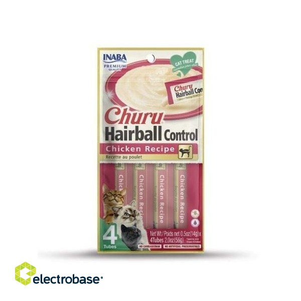 INABA Churu Hairball Chicken - cat treat - 4x14 g фото 1