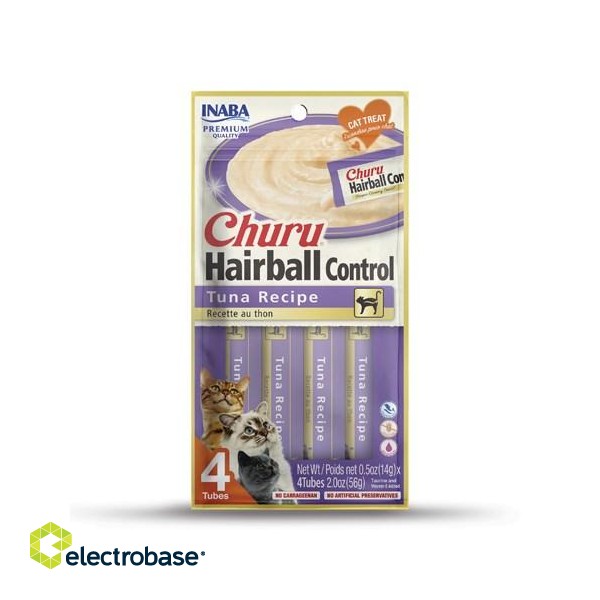 INABA Churu Hairball Tuna cat treat - 4x14 g paveikslėlis 1