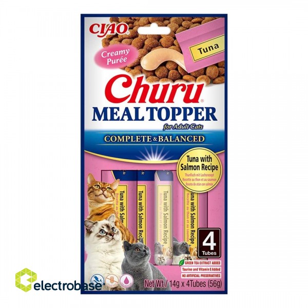 INABA Churu Meal Topper Tuna with salmon - cat treats - 4 x 14g image 1