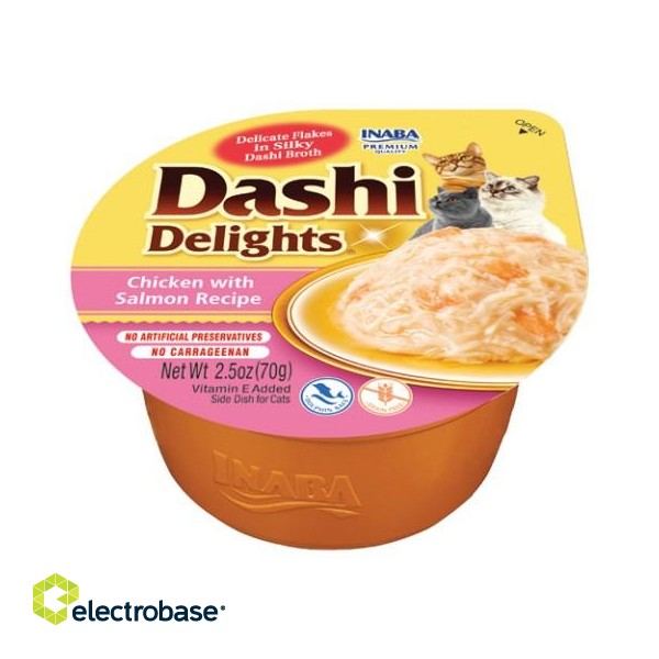 INABA Dashi Delights Chicken with salmon in broth - cat treats - 70g image 1