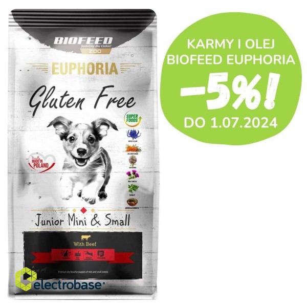 BIOFEED Euphoria Gluten Free Junior mini & small Beef - dry dog food - 12kg image 1