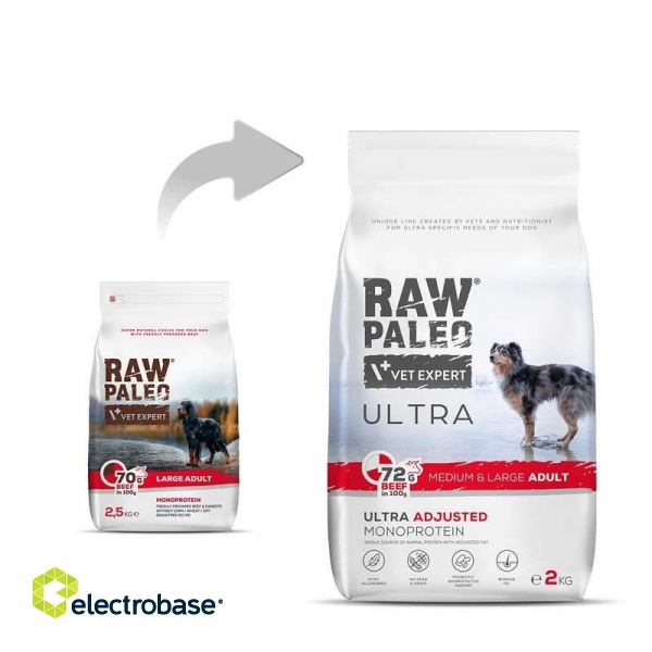 RAW PALEO Ultra Medium&Large Adult Beef - dry dog ​​food - 2 kg image 3