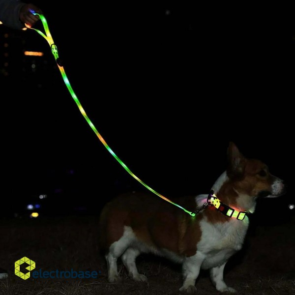 DOGGY VILLAGE Signal leash MT7121 green  - LED dog leash - 1.2 m image 2