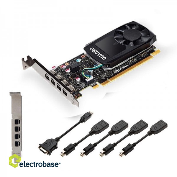 Graphics card PNY NVIDIA Quadro P1000 V2 LowProfile  4 GB GDDR5, PCIe  3.0 x16,  4x Mini DP 1.4, LP bracket, 4x mDP to DP adapter, Retail paveikslėlis 3