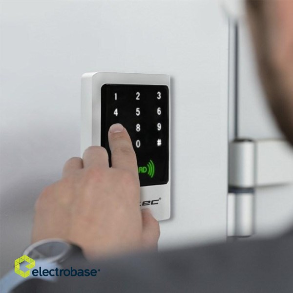 Qoltec 52444 Code lock MIMAS with RFID reader Code | Card | key fob | Doorbell button | IP68 | EM image 4