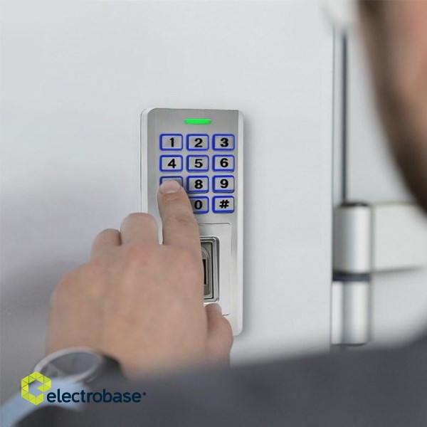 Qoltec 52447 Code lock OBERON with fingerprint reader | RFID | Code | Card | key fob | Doorbell | IP68 | EM paveikslėlis 4