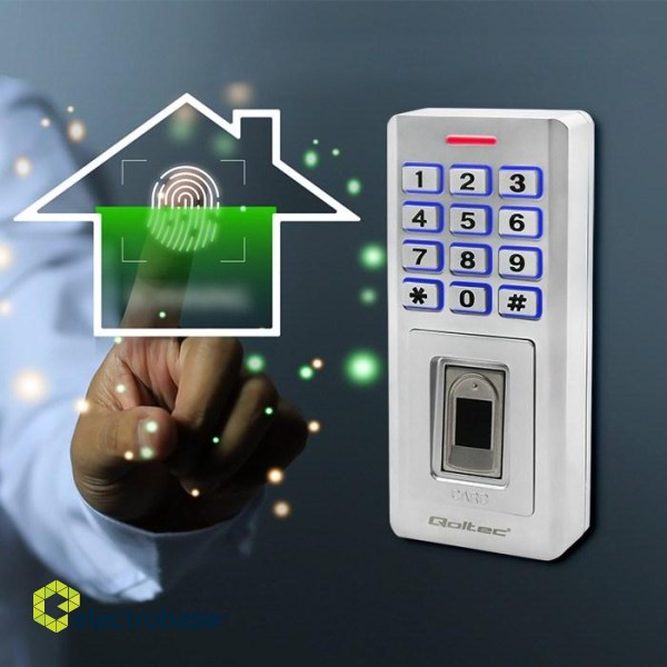 Qoltec 52447 Code lock OBERON with fingerprint reader | RFID | Code | Card | key fob | Doorbell | IP68 | EM image 5
