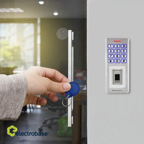 Qoltec 52447 Code lock OBERON with fingerprint reader | RFID | Code | Card | key fob | Doorbell | IP68 | EM paveikslėlis 7