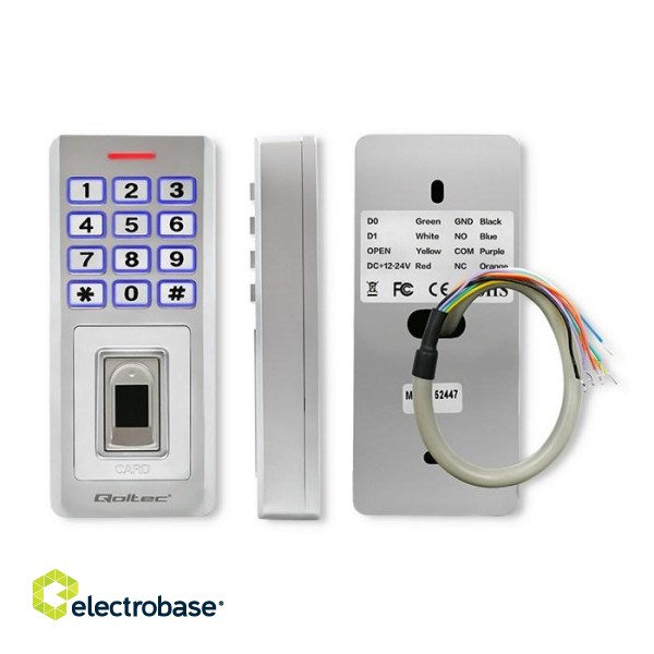 Qoltec 52447 Code lock OBERON with fingerprint reader | RFID | Code | Card | key fob | Doorbell | IP68 | EM paveikslėlis 8