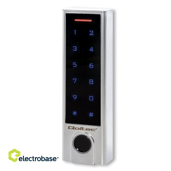 Qoltec 52448 Code lock TITAN with fingerprint reader | RFID | BT 4.0 |Code | Card | key fob | Doorbell| IP68 | EM paveikslėlis 1