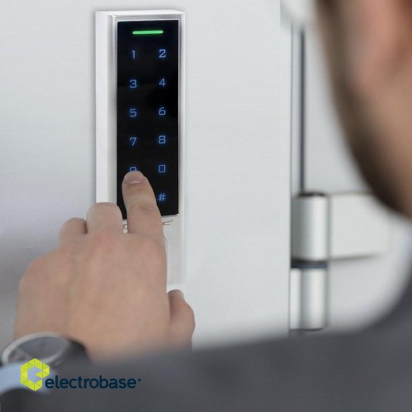 Qoltec 52449 Code lock PROTEUS with fingerprint reader | RFID | Code | Card | key fob | Doorbell | IP68 | EM image 1