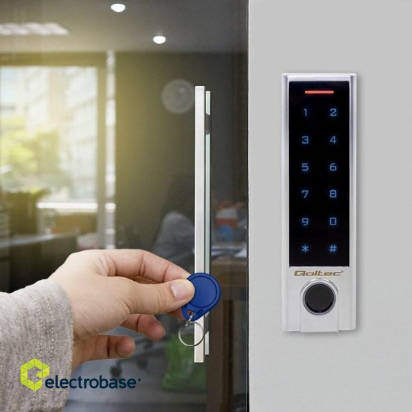 Qoltec 52448 Code lock TITAN with fingerprint reader | RFID | BT 4.0 |Code | Card | key fob | Doorbell| IP68 | EM фото 7