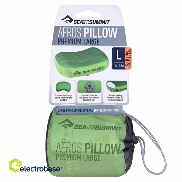 Sea To Summit Aeros Premium Pillow travel pillow Inflatable Lime paveikslėlis 9