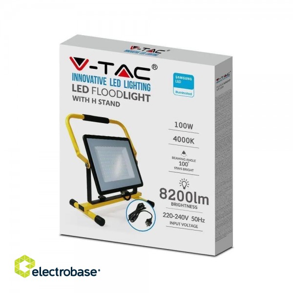 Portable LED projector V-TAC 100W SAMSUNG CHIP IP65 3mb VT-109 4000K 8200lm фото 1