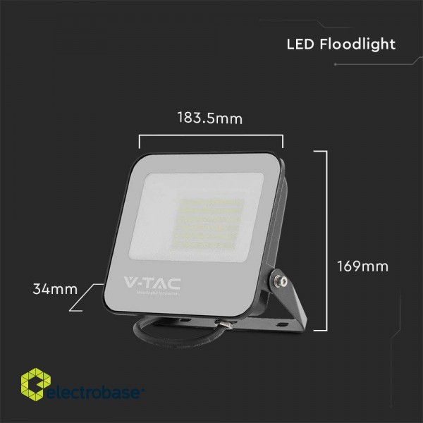 Projektor LED V-TAC 50W 185Lm/W VT-4456 4000K 9250lm фото 2