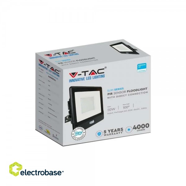 V-TAC LED floodlight with motion sensor 50W 4000K 4000lm paveikslėlis 3