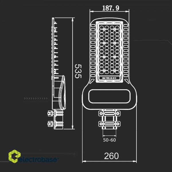 LED street luminaire V-TAC SAMSUNG CHIP 100W Lenses 110st 135Lm/W VT-104ST 4000K 13500lm фото 4