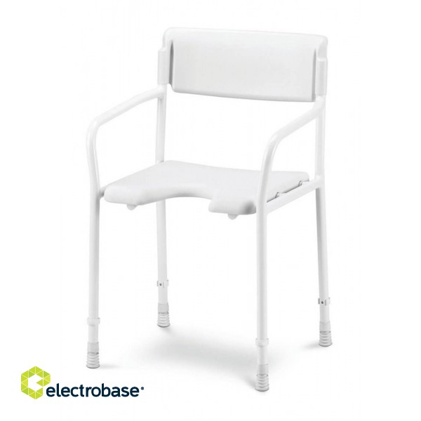 Shower stool with indentation and backrest