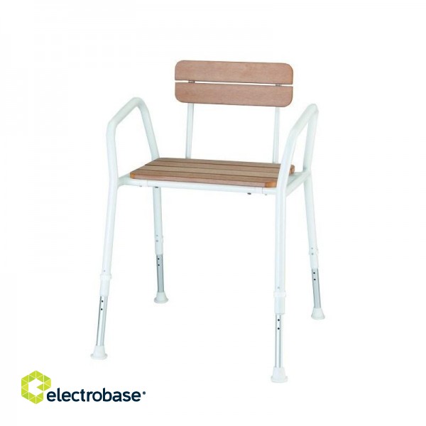 Wooden shower chair with backrest