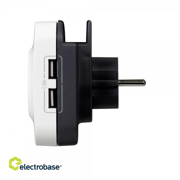 Protected socket - German std - 2P+E + 2xUSB + phone - volt surge protector