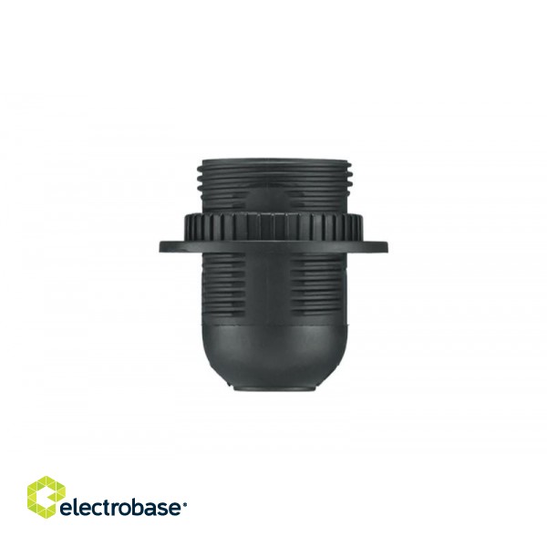 Lamp holder, thermoplastic, blackE27-1flange