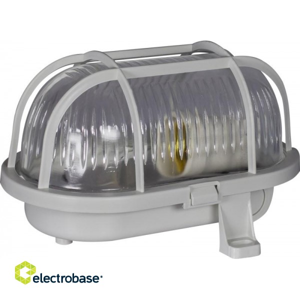Lamp housing with plastic netoval  60W, IP 44 gray
