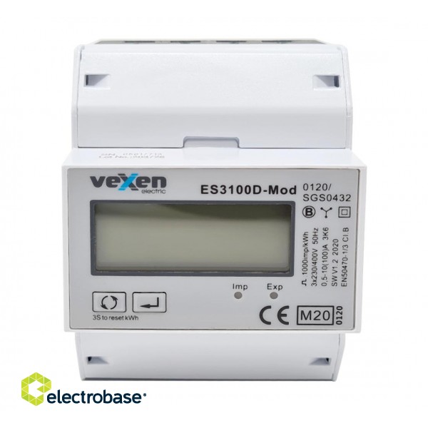 ESM3100DM three phases, one tariff,  electrical meter 100A with Modbus RTU, MID