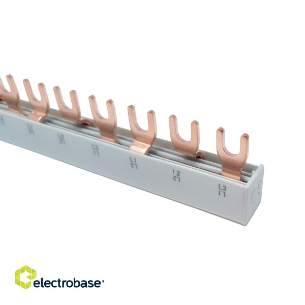 G-3L-210/10 C busbar 10mm2, 3 phases, fork type, 210 mm, 12 modules