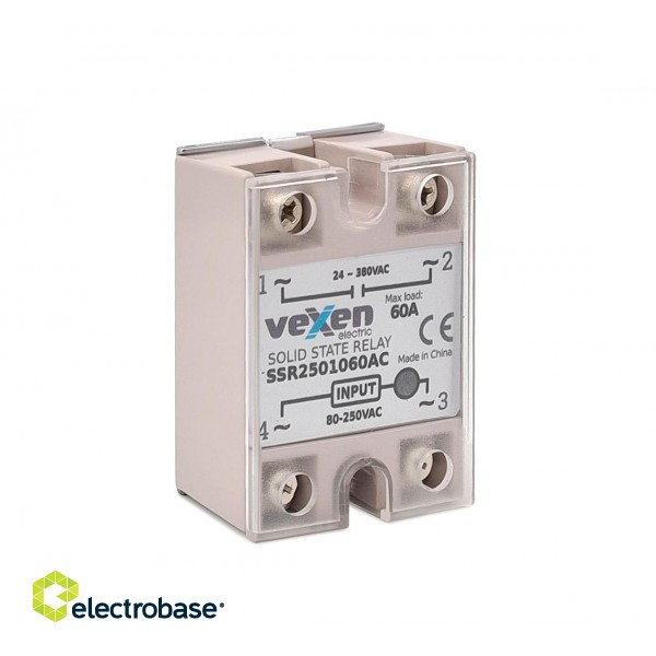 Solid state relay 1NO, 60A, 80-250VAC