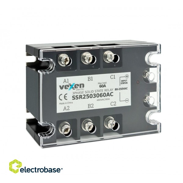 Solid state relay 3NO, 60A, 80-250VAC
