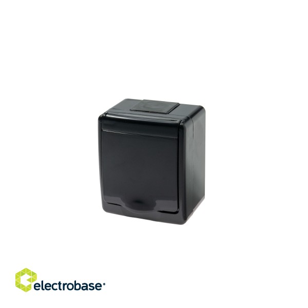 BETA surface socket with earthing, black, IP44, UV resistant, schuko