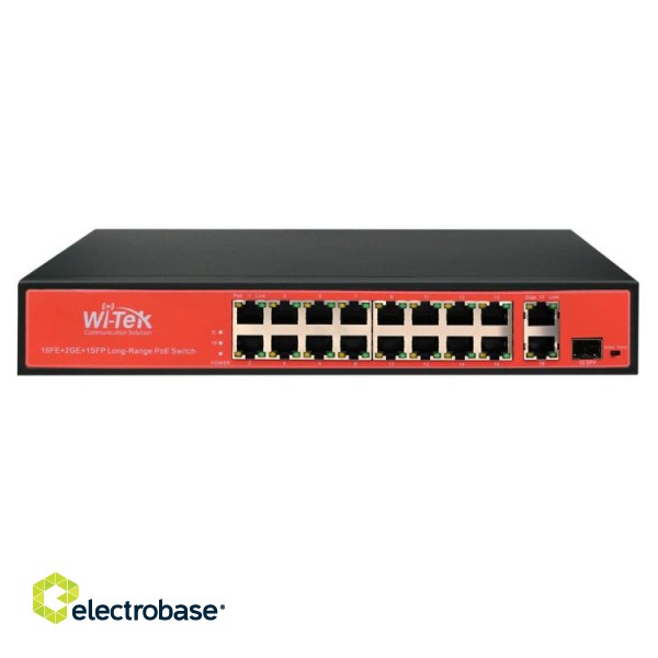 WI-PS518G ~  PoE Komutators 16FE(PoE)+2GE(Uplink)+1SFP (PoE 200W)