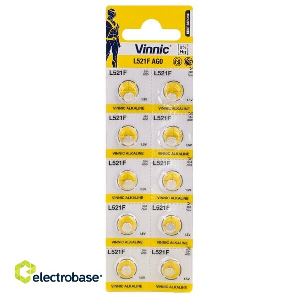 BATG0.VNC10; G0 batteries Vinnic Alkaline LR521/384 in a package of 10 pcs.