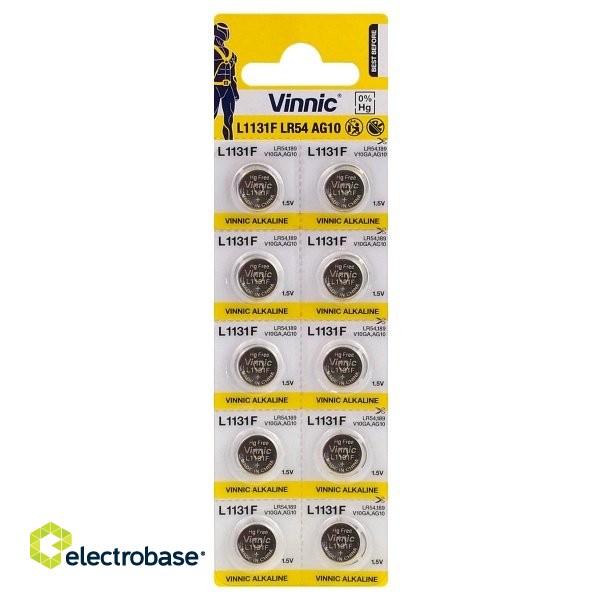 BATG10.VNC10; G10 paristot Vinnic Alkaline LR1130/189 10 kpl pakkauksessa.